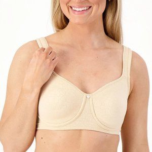 Breezies Wirefree Unlined Floral Jacquard Support Bra-Sandstone (sz 42C) a561749